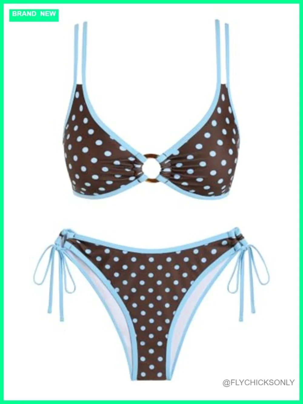 ZAFUL Dual Straps O Ring Bikini Set Women Swimsuit Tie Side